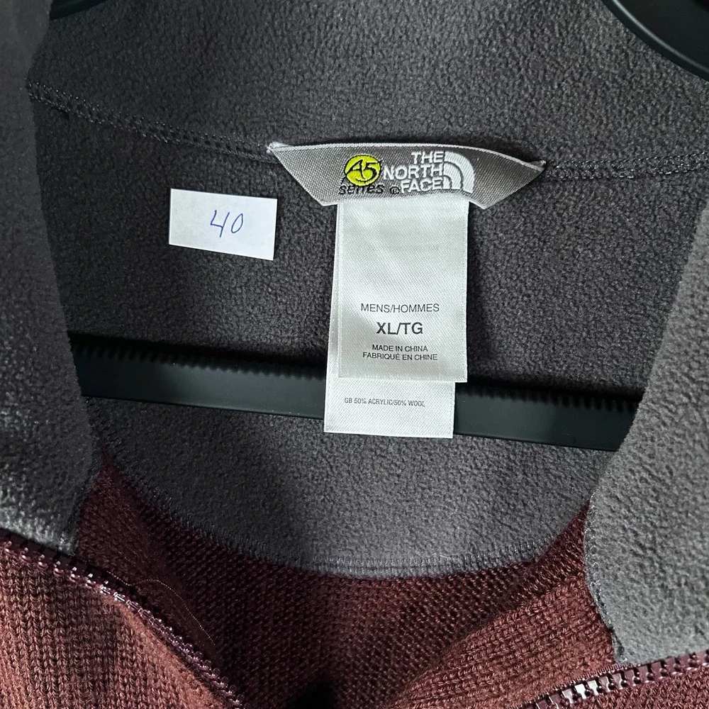 The North Face A5 Series‎ Mens XL Burgundy Wool Blend Quarter Zip Knit Sweater